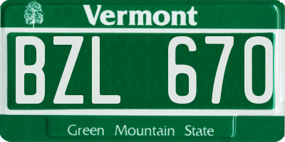 VT license plate BZL670
