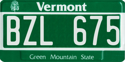 VT license plate BZL675