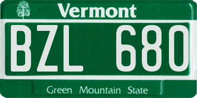 VT license plate BZL680