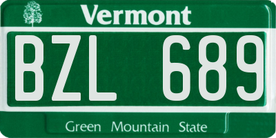 VT license plate BZL689