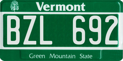 VT license plate BZL692