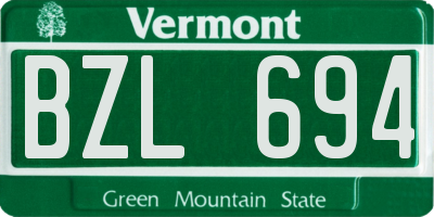 VT license plate BZL694
