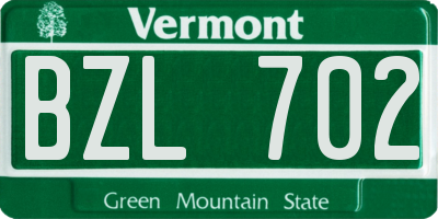VT license plate BZL702