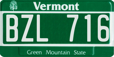 VT license plate BZL716