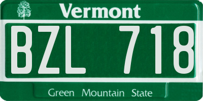 VT license plate BZL718