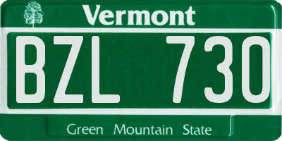 VT license plate BZL730