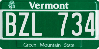 VT license plate BZL734