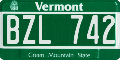 VT license plate BZL742