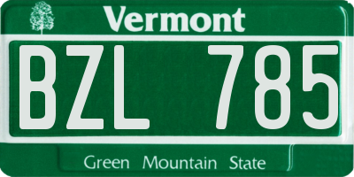 VT license plate BZL785