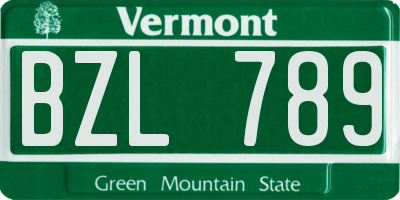 VT license plate BZL789