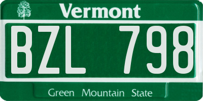 VT license plate BZL798