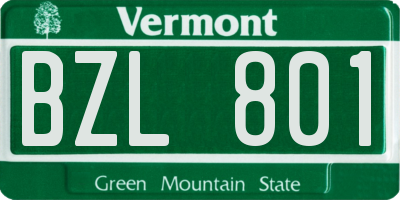 VT license plate BZL801