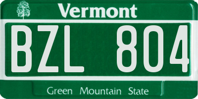 VT license plate BZL804