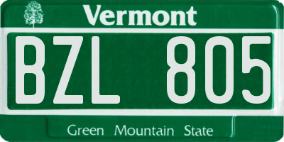 VT license plate BZL805