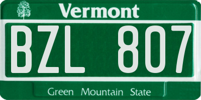 VT license plate BZL807