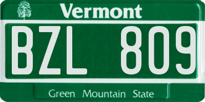 VT license plate BZL809