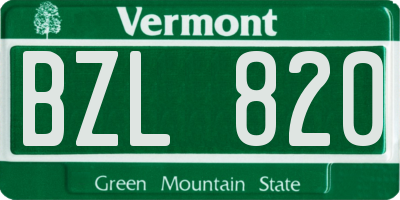 VT license plate BZL820