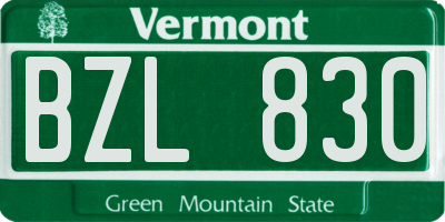 VT license plate BZL830