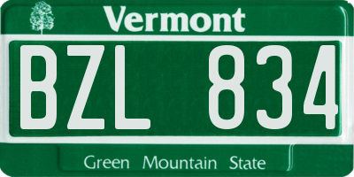 VT license plate BZL834