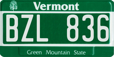 VT license plate BZL836