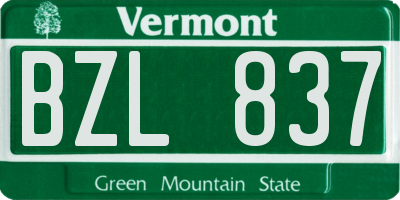 VT license plate BZL837