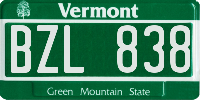 VT license plate BZL838