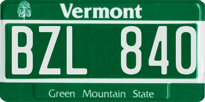VT license plate BZL840