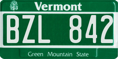VT license plate BZL842