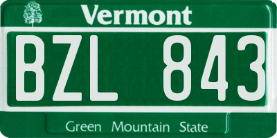 VT license plate BZL843