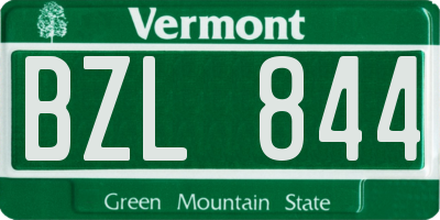 VT license plate BZL844
