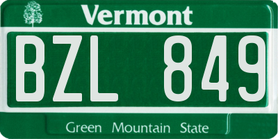 VT license plate BZL849