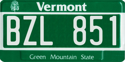 VT license plate BZL851