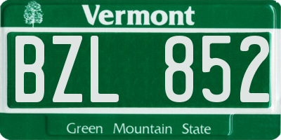 VT license plate BZL852