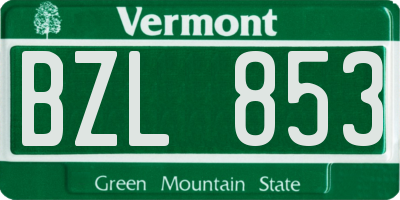 VT license plate BZL853