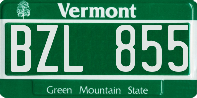 VT license plate BZL855