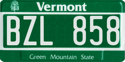 VT license plate BZL858