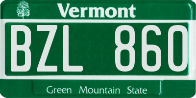 VT license plate BZL860