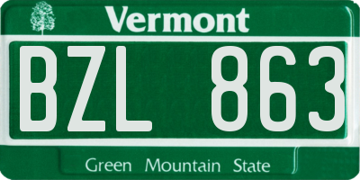 VT license plate BZL863