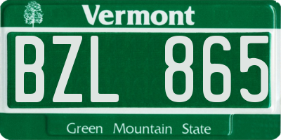 VT license plate BZL865