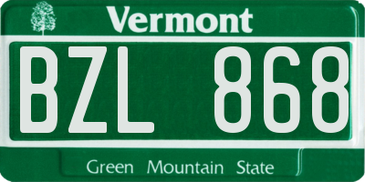 VT license plate BZL868
