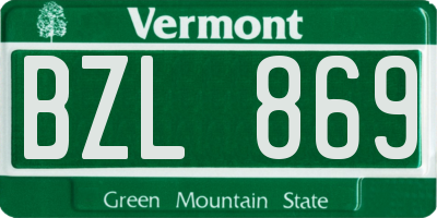 VT license plate BZL869