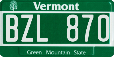 VT license plate BZL870