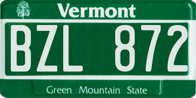 VT license plate BZL872