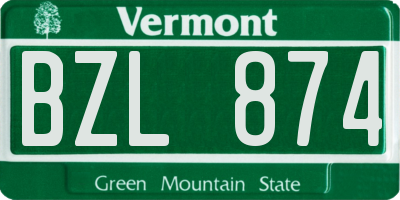 VT license plate BZL874