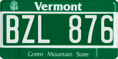 VT license plate BZL876