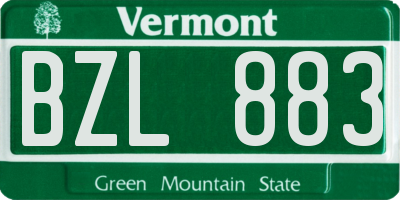 VT license plate BZL883