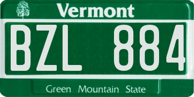VT license plate BZL884