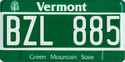 VT license plate BZL885