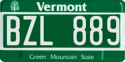VT license plate BZL889