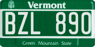 VT license plate BZL890